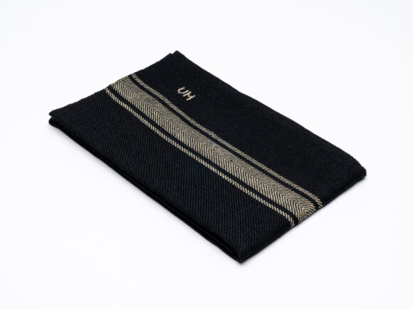 Pataflöz nair mit Initialen - Küchentuch Schwarz-Beige